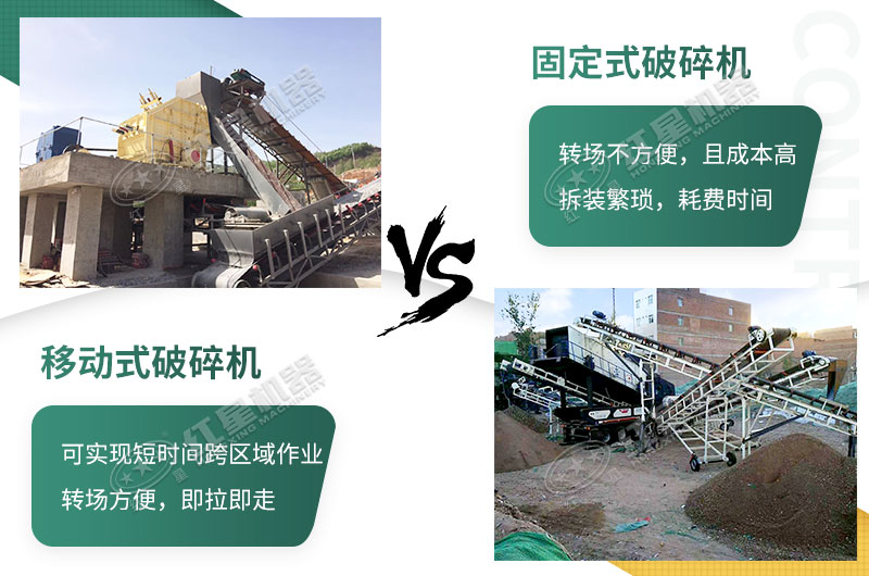 流動(dòng)粉碎石機(jī)，可以隨時(shí)轉(zhuǎn)場(chǎng)停車(chē)生產(chǎn)的破碎生產(chǎn)線